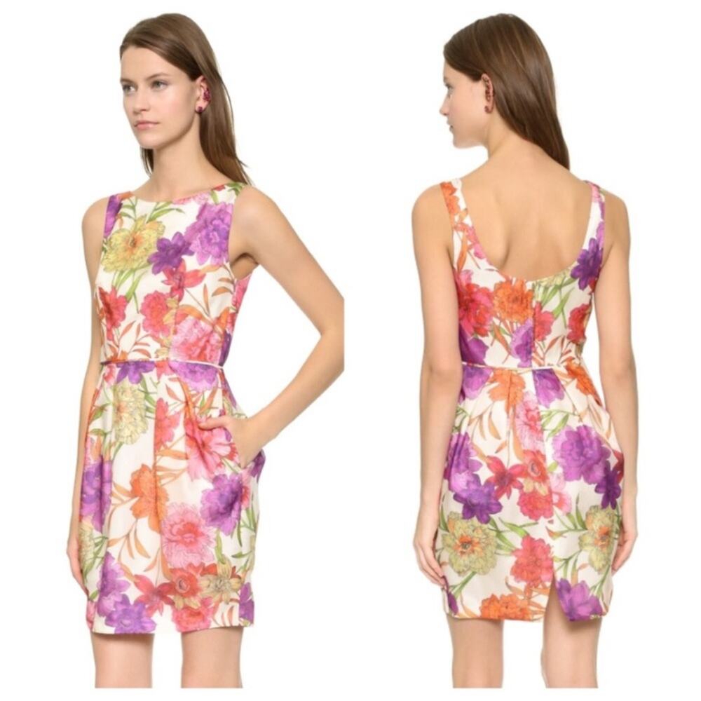 Jill Stuart Silk Peony Floral‎ Sheath Organza Dress Size 8
